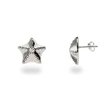 Eve's Addiction Sterling Silver Starfish Cubic Zirconia Earrings
