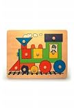 Childs Lift & Match Wooden Pegged Puzzle - Train Ages 1+ - Wooden Educational Toy