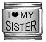 Clearly Charming I Heart my Sister Laser Etched Italian Charm