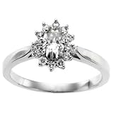 14K White Gold Created Moissanite & Diamond Ring
