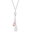 Sterling Silver Clear & Pink CZ Drop Necklace - 18 Inch