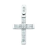 Sterling Silver 1 ct. Square Shaped Cubic Zirconia Cross Pendant with Chain