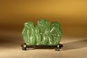 Bonsai Boy's Glass Monkey Figurine on Wooden Display Stand<br> 3.5"x1.5"x2.75"<br>