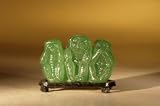 Bonsai Boy's Glass Monkey Figurine on Wooden Display Stand<br> 3.5x1.5x2.75<br>