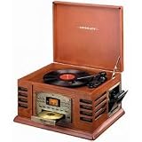 The Entertainer Record Radio and CD player with Tape Recorder - elegant with rich detail and design (Paprika) (9.25"H x 17.75"W x 14"D)