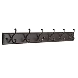 Hook Rail 27” - Espresso - 6 Scroll Hooks - Dark Gun Metal
