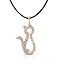 Forzieri Diamond Channel 18K Gold Cat Pendant Pink
