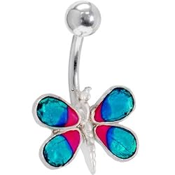 Enamel Dragonational Football Leaguey - Teal Belly Button Navel Ring