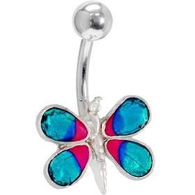 Enamel DRAGONFLY - TEAL Belly Button Ring
