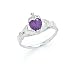 14k White Heart Amethyst-Purple Birthstone Claddagh Ring - Size 7.0