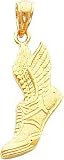 14K Gold Running Shoe w/ Wings Charm Sneaker Pendant