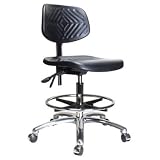 Perch Ergonomic Industrial Chair in Chrome w/Footring 20 - 28 (Glides/Stationary Caps)