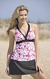 Op Art Floral Two Piece Halter Skirtini Swimsuit by Liz Claiborne - Plus Size Swimwear Plus Size Swimsuit