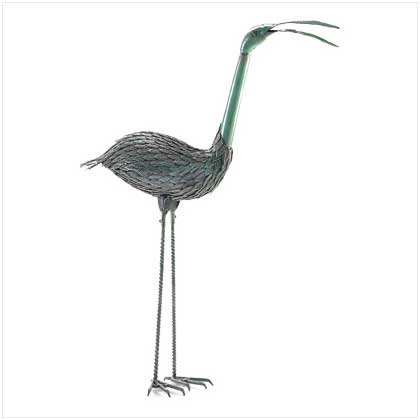 IRON STANDING CRANE STATUE