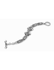 Twisted Blade Silver Fleur De Lis Oval Link Bracelet 9 Inches