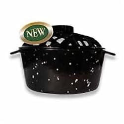 Porcelain Coated Lattice Top Steamer- Black W/ White Speckles