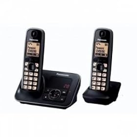 Panasonic KX-TG6622EB Twin Digital Cordless Phone Set with Answer Machine - Black