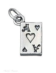 Sterling Silver 3D Ace Of Hearts Playing Card Good Luck Charm