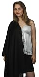 Elegant Viscose Pashmina Self Design Paisley & Flowers Shawl / Stole / Wrap Black (28X78)