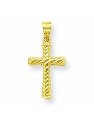 10K Gold Diamond-Cut Cross Pendant