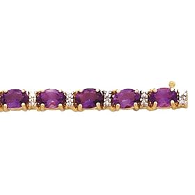 14k Gold, Diamond and Amethyst Bracelet- 7 (0.60ctw) by Amethyst Bracelets