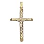 14k Yellow Gold Half Round Bark Slim Line w/ Corpus Cross on 18" Chain