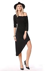 Sexy Polyester Asymmetric Off the Shoulder Elbow Length Sleeves Round Neck Club Dress/Party Dress 