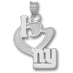 New York Giants Solid Sterling Silver ''I Heart ny'' 3/4'' Pendant