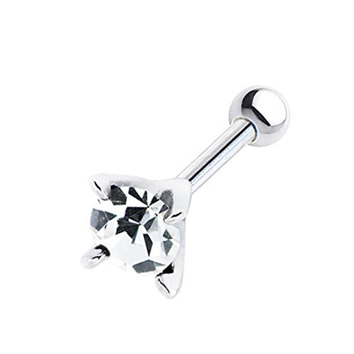 Tragus Earring Stud with Cubic Zirconia Cartilage Earring Stud Barbell 16G