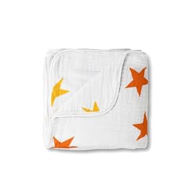 Aden + Anais - 6028 - Couverture de R�ves en 4 �paisseurs de Mousseline de Coton - Super Star - Orange + Jaune