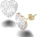 Jewelco London 9ct Clear sparkling Crystal set Heart Studs