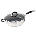 Ready Steady Cook Bistro 26cm Stainless Steel Non-Stick Saute Pan with Glass Lid, Silver and Black