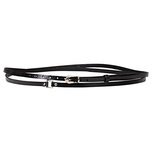 True Heart Style Women's Solid Leather Skinny Double Wrap Belt (1 cm) - 9 Colors