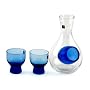 Blue 3 Piece Glass Cold Sake Set (1 Bottle & 2 Cups)