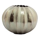 Vietri Incanto Metallic Ridged Small Round Vase 8 in W, 6.5 in H