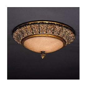 Fine Art Lamps European Crossroads 291240 Round 2-LT 26w (8"H x 18"W) Flush Mount in Antiqued Gold