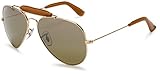 Ray-Ban RB3422Q Craft Outdoorsman II Aviator Sunglasses 58 mm, Polarized, Arista Gold/Polarized Green Silver Mirror