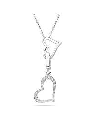 0.14 Cts Diamond Heart-n-Heart Pendant in 18K White Gold