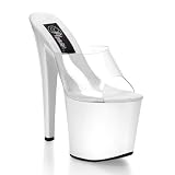 7 1/2 Inch Sexy Spike Heel Shoes White High Platform Sandal Open Toe