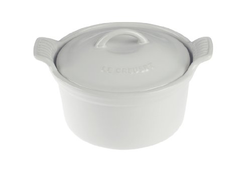 Le Creuset Heritage Stoneware 18oz. Covered Cocotte, White