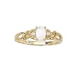 10K Yellow/White Gold 0.02 ct. Diamond and 6 x 4 MM Oval Shaped Opal Ring
