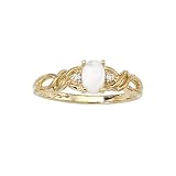 10K Yellow/White Gold 0.02 ct. Diamond and 6 x 4 ct. Oval Shaped Opal Ring