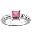 14K White Gold Pink Tourmaline and Diamond Ring