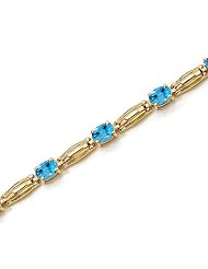14K Yellow Gold Oval Blue Topaz Bracelet