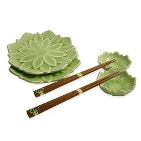 6 piece Lotus Flower Shaped Sushi Dish Set