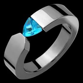 Verid Titanium Ring with Tension Set Blue Topaz by Alain Raphael