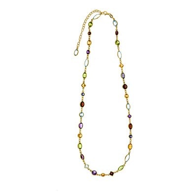 18k Yellow Large Semi-Precious Multi-Gem Necklace – 34 Inch