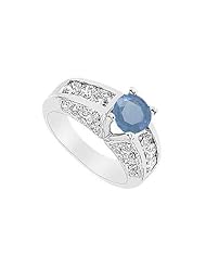Sapphire and Diamond Ring 14K White Gold - 2.75 CT TGW