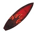 SURF BOARD CARPET/RUG 72"X20" RED SURF FLAME