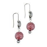 Sterling Native Pearl & Rhodonite Flower Earrings